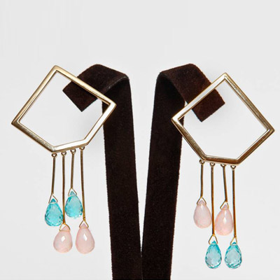 Blue Topaz and Rose Quartz Gold Earrings
18ct Gold