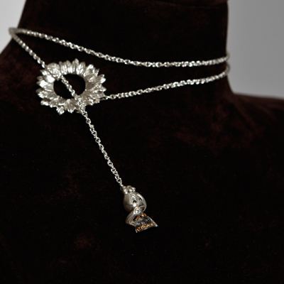 Multiple use multiplies the charm.
My sun flower Silver necklace with black diamond and citrine Best Friend Bunny wear it as you like it
0.09 black diamond + 0.1 Citrine